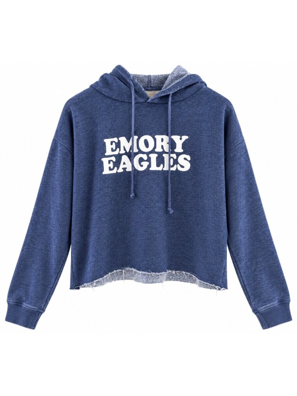 Emory Eagles Blue Cropped Hoodie By Chicka-D XL Retro Wordmark Fleece Pullover